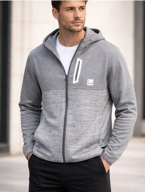 Men's Gray Zip-Up Hoodie